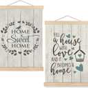 SPBL&L Sweet Home Wall Art, Rustic Retro House Poster Hanger Frame, Country Farm House Hanging Canvas Pictures Prints Wall Decor for Home Bedroom Living Room, 12x16 Inch Set of 2