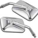 Dreamizer 10MM Chrome Motorcycle Mirror Universal Rectangle Motorcycle Rear View Mirrors Compatible for Shadow Magna 750 Spirit 1100 Vulcan VN 500 800 1500 1600 SV650S Scooter Street Bike