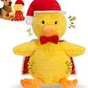 EXPAWLORER Christmas Squeaky Duck Dog Toy - Soft Plush Stuffed Toys with Santa Claus Costume, Interactive Chew Toy with Squeakers to Keep Them Busy,Best Gift for Puppy Small Medium Large Dogs Training