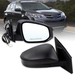 Right Passenger Side Door Mirror Compatible With 2013 2014 2015 Toyota RAV4 With Power Glass Manual Folding Black Replace#TO1321309 879100R070(3 Pins)