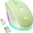 seenda Wireless Mouse with Jiggler - Light Up USB C Mouse, USB&Type C Receiver, Build-in Jiggler Mover Compatible with MacBook,iPad,Windows Tablet/Laptop/Computer, Green