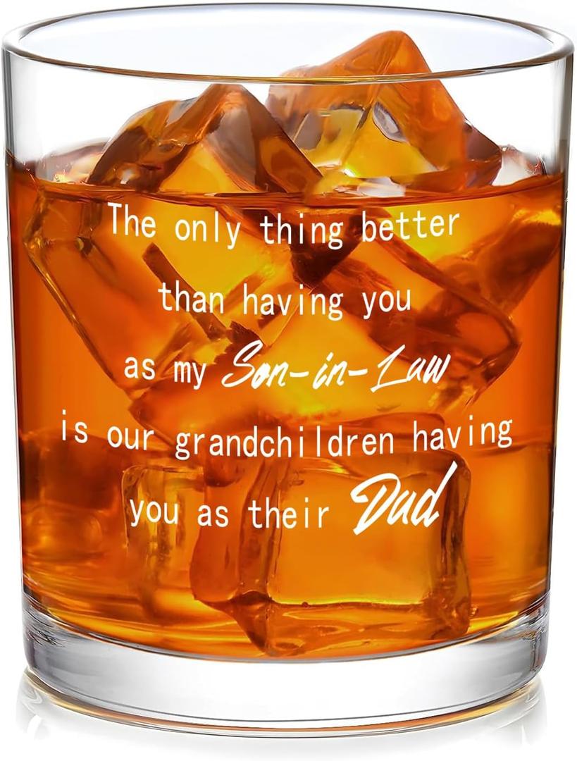 2 x Fathers Day Gift for Son in Law, The Only Thing Better Than You As my Son in Law Whiskey Glass, New Dad Father to Be Gifts from Father in Law Mother in Law, 10Oz (Transparent)