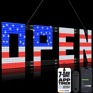 Bright LED Open Sign for Business With Remote Control And Timer, 55" X 17"