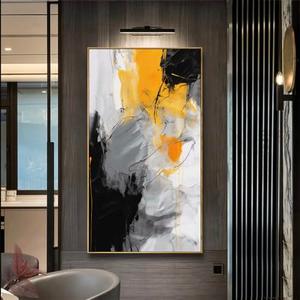 Phahey Wall Art Large Modern Abstract Artwork Black Yellow Canvas Painting for Living Room Bedroom Office Home Decor 20"x40" with Framed…