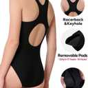 beautyin Girls Swimsuit One Piece Swimwear Athletic Competition Bathing Suit 7-8Y (Black)