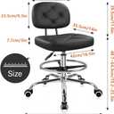 KKTONER Drafting Chair with Backrest Rolling Stool with Wheels Adjustable Footrest Swivel Chair Height Adjustable Office Chair for Shop Counter Studio Work Bar Kitchen (Black), Oversized