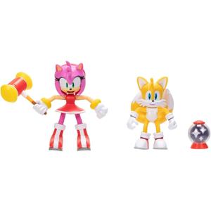 JAKKS Pacific Sonic the Hedgehog Sonic 4" Action Figure 2 Pack - Modern Tails & Modern Amy