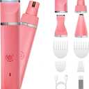 Veeconn Dog Grooming Clippers Kit-Electric Rechargeable Cat Trimmer Tools-Cordless Quiet Pet Nail Paw Grinder-4 in 1 Multifunctional Low Noise Shaver-Razor for feet Face Ears Toenail Eye (Pink)