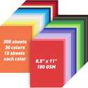 MAXECHO 8.5" X 11" Colored Cardstock Bulk 300 Sheets 30 Assorted Colors Construction Paper Card Stock Printer Paper for DIY Crafts, Kids School Supplies, Cricut, 180 GSM (Multicolor)