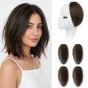REECHO Clip in Hair Volumizer, Short Thick Clip in Hairpieces Adding Extra Hair Volume Extensions for Women with Thin Fine (Dark Chocolate, 8 Inch(Pack of 4))