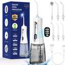 Water Flosser,350ML Water Dental Flosser for Teeth Clean, 5 Modes 6 Jet Tips, LCD Display Cordless Water Flosser, Rechargeable Travel Electric Water Flossers IPX7 Waterproof for Teeth Cleaning (Brilliant White)