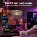 Prechen 12.3 Inch Touchscreen Secondary Monitor, IPS Stretched Bar LCD Travel Touch Display 1920 * 720 HDMI USBC, Portable Touch Screen for Laptop Computer Windows Aida64 GPU CPU RAM Monitoring