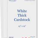 13" x 19" Cardstock Sheets For Inkjet or Laser Printers - Heavy 80lb Cover Matte Finish White - Great for Flyers, Posters, Covers (50 Sheets)