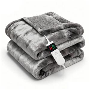 Cushious Electric Heated Blanket Twin 62''x84''Size Faux Fur Heating Blanket 10 Heating Settings, 18h Timer & Overheat Protection, Machine Washable, Soft Flannel and Sherpa Full Body Warmth