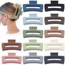 Hair Clip - Claw, 4.1 Inch Extra Large for Thick, Long, Curly Hair, 12 Pcs, 12 Rubber Paint and Plastic Materials, Non-Slip Design, Women and Girls Hair Accessories - Multicolor