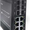 14-Port Industrial Gigabit Ethernet Switch Support 8 Ports 10/100/1000T Auto MDI/MDIX + 4 Ports 1000Base-X SFP + 2 Ports 10G Base-SR/LR SFP+ Network Switch