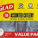 Glad Clear Disposable Cutlery Set with Heavy Duty Plastic Forks, Knives, and Spoons, Reusable Dishwasher Safe Plastic Utensils for Parties and Everyday Use, 240 Count