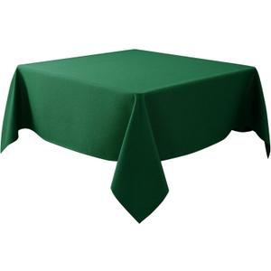 Biscaynebay Textured Fabric Christmas Square Tablecloths 54x54 Inches, Hunter Green Water Resistant Spill Proof Tablecloths for Dining, Kitchen, Wedding and Parties etc. Machine Washable