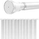 Shower Curtain Rod 45-77 Inch Adjustable Shower Rod White Tension Rod Spring Curtain Rod Rust Proof Shower Rods for Bathroom White Curtain Rods No Drilling