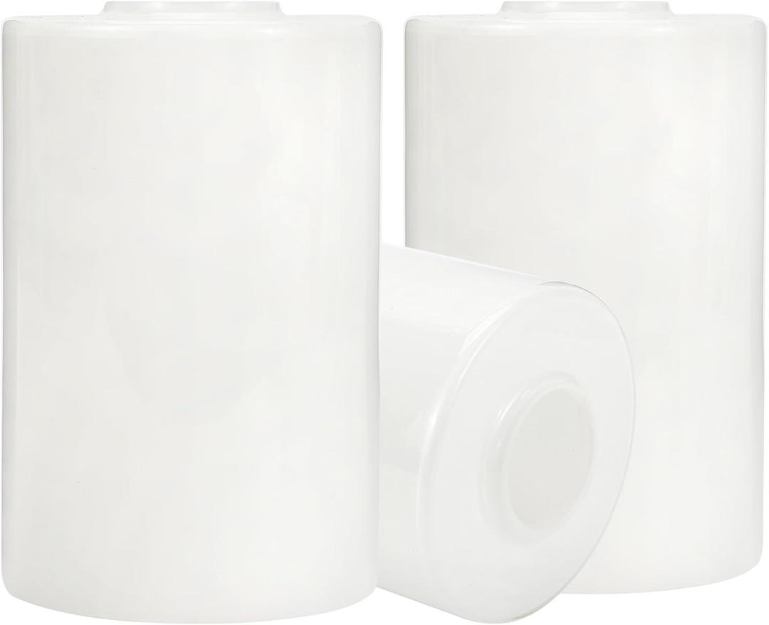 3 Pack White Alabaster Glass Replacement Globe & Shade, 6-1/16" Tall, 1-5/8 inch Fitter, Soft Light Cylinder Glass Lamp Cover for Chandelier Pendant Light Wall Sconce Light Fixtures