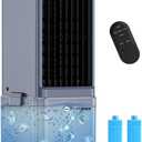 Windowless Air Conditioner w/ 4 Modes & 3 Speeds, Waterless Alert, 2.4-Gal Tank for 20H Cooling, 12H Timer, 20FT Remote, 70 Auto Swing Evaporative Air Cooler, Portable AC Unit for Bedroom (Gray)