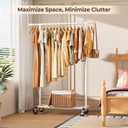 HYSEYY Clothes Rack, Clothing Rack for Hanging Clothes, Rolling Garment Rack Sturdy Coat Rack Portable Wardrobe Rack Metal Closet Rack for Bedroom Laundry Living Room, White