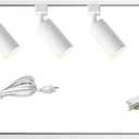 Plug in Track Lighting with Power Cord, 4-Light GU10 Track Lighting Kit with 3.3FT H Type Track Lighting Rails, Modern Kitchen LED Track Lighting Fixtures Ceiling Spot Light, White (No Bulbs)