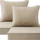 Outdoor Patio Chair Cushions Set, 24" x 24", Set of 2, Water-Repellent, Fade Resistant, Deep Seat Bottom and Back Cushion for Backyard, Couch, Sofa and Patio Furniture, Tan