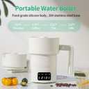 Portable Electric Kettle-Foldable Travel Water Boiler, 20oz Collapsible Small Electric Kettle with 4-Temp Presets for Hotel, Office, Camping