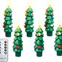 5Inches Real Wax Flameless Christmas Tree Taper Candles with Remote Timer, 6Pcs Battery Operated Taper Candles with 3D Wick Warm White Flickering Lights, LED Candlesticks for Xmas Home Dcor