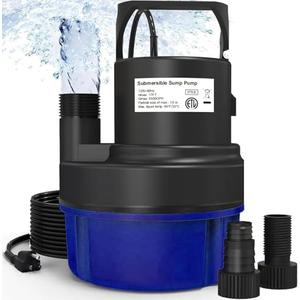AgiiMan Submersible Water Pump - 1HP 3500GPH Pool Cover Pump for Pool Draining, Pool Cover Pump with 25FT Power Cord for Basements, Pool, Fountains, Hot Tub, Garden, Blue