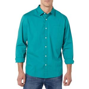 Amazon Essentials Men's Long-Sleeve Regular-fit Stretch Poplin Shirt (XS)
