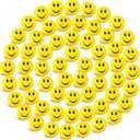 Skylety 100 Pieces Mini Smile Face Stress Balls Funny Stresbe Happy Foam Soft Colored Smile Toys for Adults 1.2 Inch Relief Balls for Anxiety (Yellow)
