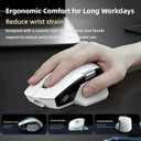 Ergonomic Wireless Mouse with Infinite Scroll & Side Scroll Wheel, Bluetooth & 2.4G Rechargeable Office Mouse, 5-Device Multi-Connection, OLED Display, PixArt 3220 Sensor for Laptop PC Mac (White)