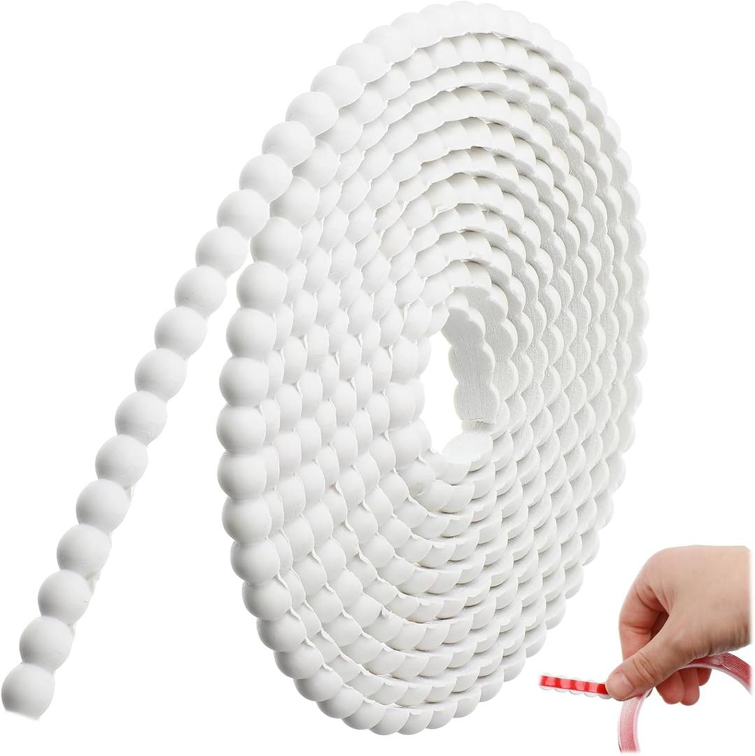 Leinuosen Flexible Molding Trim Peel and Stick for Walls 10ft Decorative Bead Pearl DIY Wall Trim for Bathroom Mirror Frame Border Backsplash Tile Ceiling Cabinet TV Wall Edge(White, 10ft /12 mm)