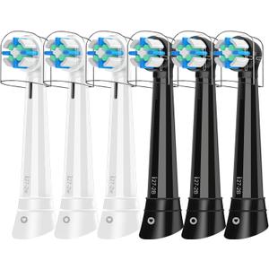 6pcs iO Replacement Heads Compatible with Oral B iO(Black&White) (6 Count (Pack of 1), Multi-colored)