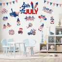 Harloon 62 Pcs 4th of July Paper Cutouts with Adhesive Dots Patriotic Bulletin Board Decor American Flag Paper Cut Outs Independence Day Gnomes Cutouts for Home Classroom Memorial Day Party Decor
