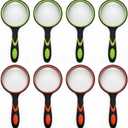 8 Pack 8X Handheld Magnifying Glass Reading Magnifier for Seniors and Kids, 50mm Magnifying Glass Lens with Non-Slip Rubber Handle for Reading Hobbies and Science