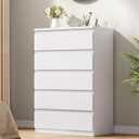 White 5 Drawer Dresser for Bedroom, 15" D x 23.7" W x 40.4" H in Simply Modern Chest of Drawers, Wood Storage Dresser with Deep Drawers for Living Room Hallway Entryway, White