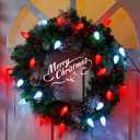 C9 LED Christmas String Lights - 82ft 100 LED Outdoor String Lights with Timer and 8 Lighting Modes, Plug in Extendable Roofline Lights String for Outside Yard Porch Christmas Holiday Decoration (Red and White)