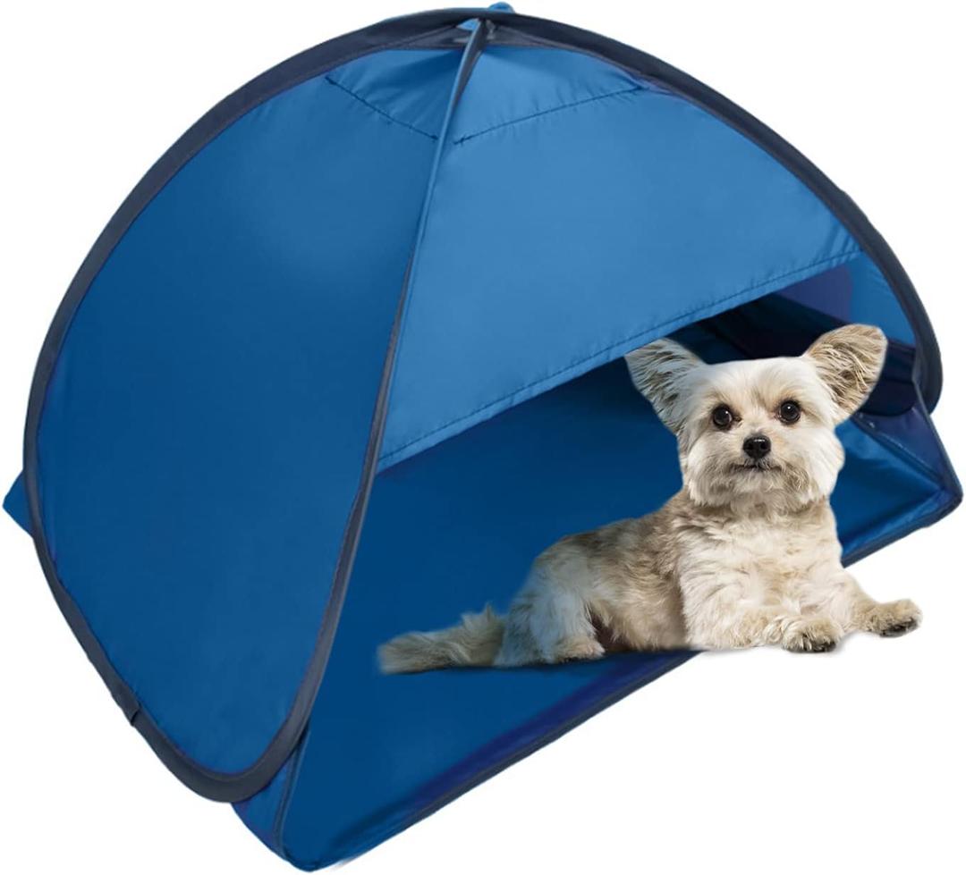 Beach Sun Shelters Pop Up Beach Tent, 1 PCS Portable Sun Shelter Tent for Anti-UV Windproof Camping Picnic Tent Small Dogs Cats and Other Small Pets, Blue (Medium, Blue-painted silver)