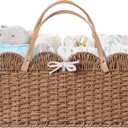 HBlife Large Baby Diaper Caddy, Paper Rope Storage Baskets Nursery Bin with Removable Divider, Portable Car Organizer for Diapers, Baby Shower Gifts, Newborn Essentials Must Haves