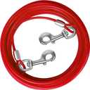 Dog Tie Out Cable 10/15/20/25/30 FT Runner for Yard - Steel Wire Cable With Durable Superior Clips - Red Chain for Outside Lead - Large Dogs Up to 165 lbs