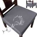 Genina Waterproof Seat Covers for Chairs,Set of 4 Dining Room Chair Seat Covers for Kitchen,Stretch Jacquard Removable Washable Dining Chair Slipcovers Protectors with Rear Covers, Dark Grey