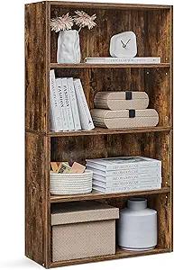 VASAGLE CUSTOS Collection - Bookshelf, 4-Tier Bookcase, Book Shelf, Open Storage Shelf, 9.4 x 23.6 x 42.4 Inches, for Living Room, Home Office, Dinning Room, Rustic Brown ULBC164X01