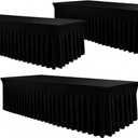 3 Pack Black Spandex Tablecloths, Stretch Fitted 6ft Table Cover (120 Inch) with Skirt, Wrinkle Free for Weddings, Parties, Banquets, Dining Fits 6 Foot Rectangle Tables