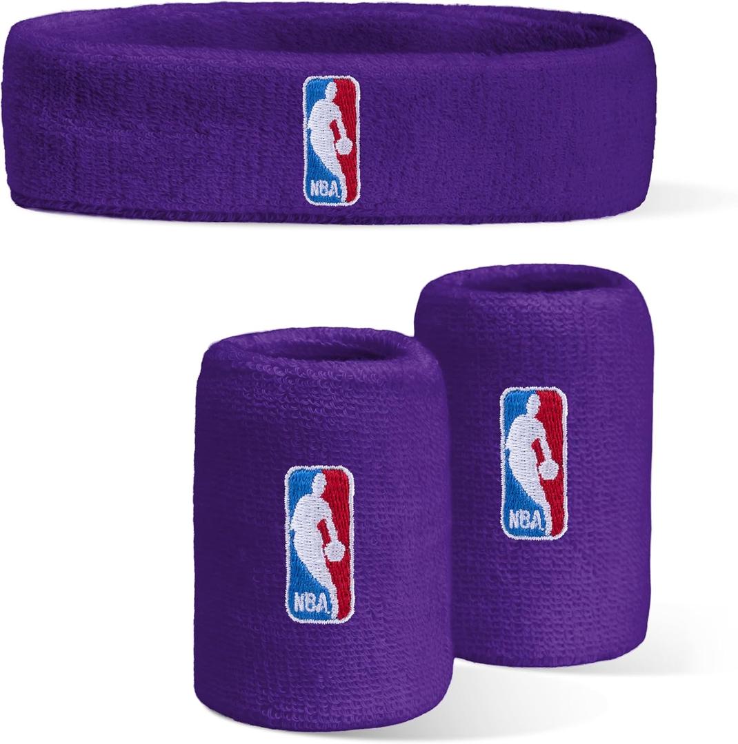 For Bare Feet NBA Classic LOGOMAN Headband & Wristband 3 Pack OSFM (Purple)