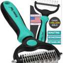 Maxpower Planet Hair Brush - Double Sided Shedding, Dematting Undercoat Rake for Dogs and Cats - Extra Wide Dog Grooming Brush, Reduce Shedding by 95%, Turquoise (Large)