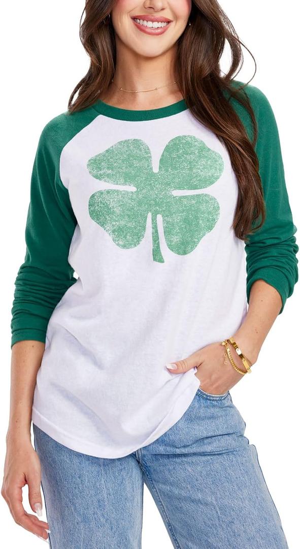 Tipsy Elves St. Patrick's Day Long-Sleeved Shirts for Women (White, L)