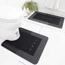 HelloTree 2Pcs Ultra Soft Napa Skin Bath Mat and U-Shaped Toilet Rug, Water Absorbent and Non Slip Shower Bath Rug for Bathroom, Tub and Shower - 20"x32"+20"x24", Dark Grey
